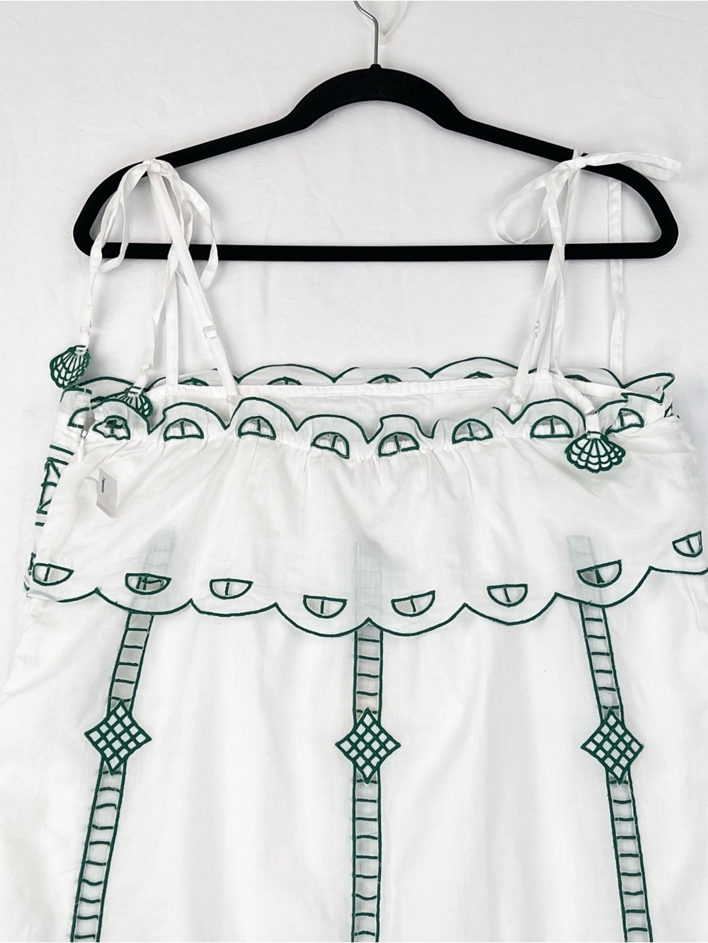 NWT Ciebon Lyndon Green Embroidered Mini Dress Sz M White - Picture 11 of 16